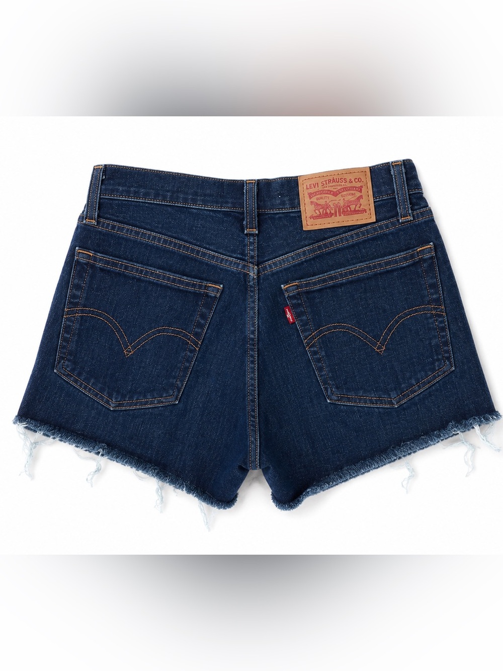 Levi's High Rise Frayed Hem Denim Shorts